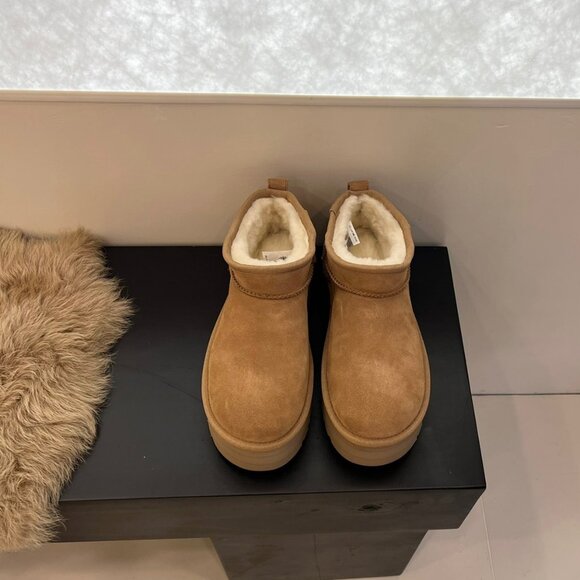 UGG Womens classic ultra mini platform boots Chestnut - Picture 2 of 8